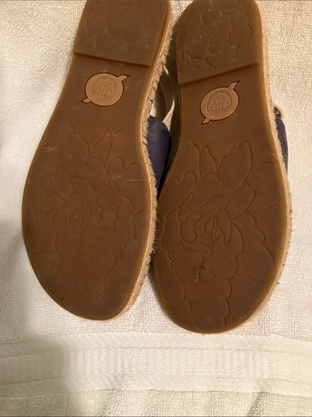 Born Navy Leather Espadrille Slingback Sandals